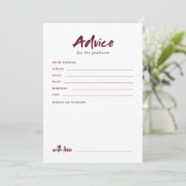 Tarjeta De Consejos Maroon Simple Modern Brush Script Graduation
