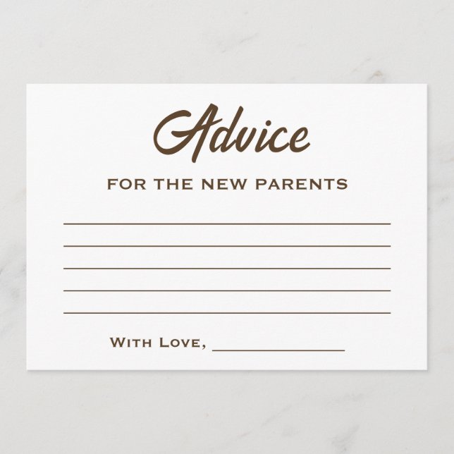 Tarjeta De Consejos Marrón Blanco Un Bebé Está Preparando Café Baby Sh (Anverso)