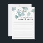 Tarjeta De Consejos Matrimonio Boda de Eucalipto Plateado<br><div class="desc">Este bonito,  de diseño terrenal,  presenta una imagen de delicadas ramas de eucaliptos plateados en dólares y fue creado para coordinar con nuestra suite Stationery Boda Eucalyptus Silver Dollar.</div>