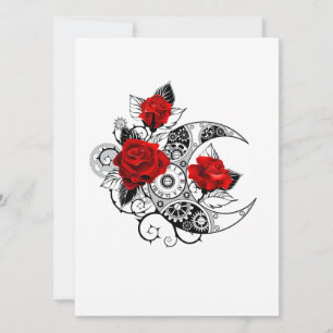 Tarjeta De Consejos Media luna mecánica con rosas rojas