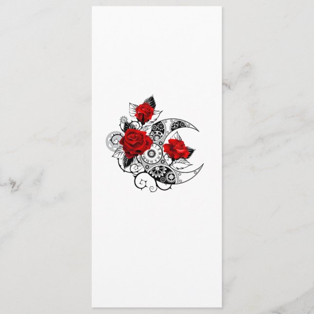 Tarjeta De Consejos Media luna mecánica con rosas rojas (Anverso)