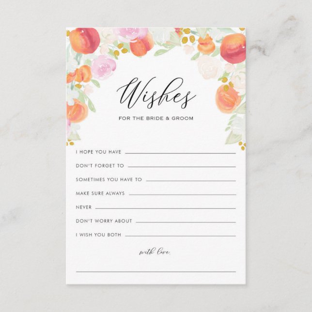 Tarjeta De Consejos Melocotones y flores para novias y novios (Anverso)