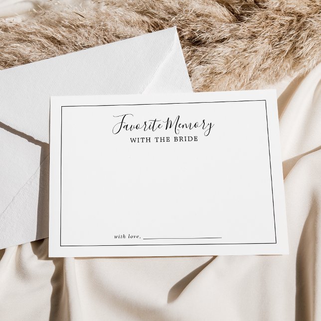 Tarjeta De Consejos Memoria favorita minimalista con el juego de la no (Minimalist Favorite Memory With The Bride Game Advice Card)