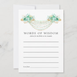 Tarjeta De Consejos Mint y Gold Floral String Lights Bridal Advance