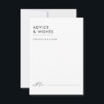 Tarjeta De Consejos Moderna Boda Minimalista elegante en blanco y negr<br><div class="desc">Transmita buenos deseos intemporales con esta moderna tarjeta de consejo minimalista en blanco y negro boda. Inspirados en líneas depuradas y en una sofisticada sencillez, este diseño permite a los huéspedes compartir sus más sentidos consejos para la pareja feliz de manera que se complemente con su elegante tema de bodas....</div>