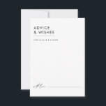 Tarjeta De Consejos Moderna Boda Minimalista elegante en blanco y negr<br><div class="desc">Transmita buenos deseos intemporales con esta moderna tarjeta de consejo minimalista en blanco y negro boda. Inspirados en líneas depuradas y en una sofisticada sencillez, este diseño permite a los huéspedes compartir sus más sentidos consejos para la pareja feliz de manera que se complemente con su elegante tema de bodas....</div>