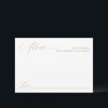 Tarjeta De Consejos Moderno y elegante Boda de caligrafía de oro<br><div class="desc">Elegante y moderno Tarjeta de Consejos para Bodas de caligrafía de oro : Esta tarjeta tiene espacio en blanco para que sus huéspedes puedan completar sus consejos o deseos. Presenta una caligrafía romántica dorada y un estilo moderno.</div>