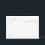 Tarjeta De Consejos Moderno y elegante Boda de caligrafía de oro<br><div class="desc">Elegante y moderno Tarjeta de Consejos para Bodas de caligrafía de oro : Esta tarjeta tiene espacio en blanco para que sus huéspedes puedan completar sus consejos o deseos. Presenta una caligrafía romántica dorada y un estilo moderno.</div>