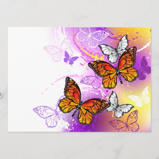 Tarjeta De Consejos Monarch Butterflies on Purple Background (Anverso)