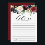 Tarjeta De Consejos Naranja de color Borgoña y flores de la marina duc<br><div class="desc">Dé tu consejo a esta futura novia con esta tarjeta de consejo de ducha de personalizable. Cuenta con una acuarela florida de color rojo, burdeos, azul marino y ondulado con toques verdes. Personalice esta tarjeta de consejo de ducha de novia floral añadiendo sus propios textos. Esta tarjeta de consejo floral...</div>