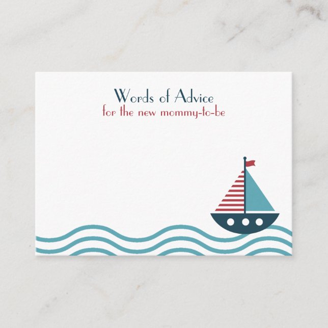 Tarjeta De Consejos Náutica azul y roja BABY SHOWER CUMPLEAÑOS (Anverso)