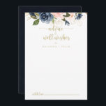 Tarjeta De Consejos Navy Rubor Floral Gold Boda Well Wiers<br><div class="desc">Este boda dorado floral de color azul marino es perfecto para un boda rústico. El diseño está decorado con bonitos azules, azules, navales, rosas, ruidosas, doradas y verdes paisajes. Estas tarjetas son perfectas para un boda, una ducha de novia, una ducha de bebé, una fiesta de graduación y más. Personalice...</div>