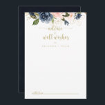 Tarjeta De Consejos Navy Rubor Floral Gold Boda Well Wiers<br><div class="desc">Este boda dorado floral de color azul marino es perfecto para un boda rústico. El diseño está decorado con bonitos azules, azules, navales, rosas, ruidosas, doradas y verdes paisajes. Estas tarjetas son perfectas para un boda, una ducha de novia, una ducha de bebé, una fiesta de graduación y más. Personalice...</div>
