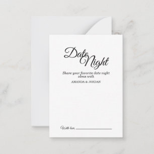 Tarjeta De Consejos Noche simple de caligrafía blanca y negra