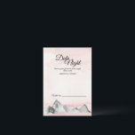 Tarjeta de Consejos Nocturnos de Pink Sunrise Moun<br><div class="desc">Esta tarjeta de consejo nocturno de boda Pink Sunrise Mountain le da un toque elegante y único, pero sencillo e informal a su recepción nupcial. El amanecer y la puesta de sol en tonos rosa, malva, melocotón, rubor, coral y rosa polvoriento, besados con purpurina de oro estrellado alrededor del texto...</div>