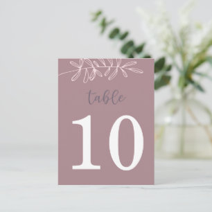 Tarjeta De Consejos Número de tabla Boda malva (doble cara)