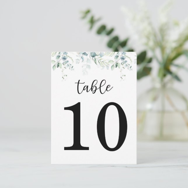Tarjeta De Consejos Número de tabla de Boda de Eucalyptus (doble cara) (Anverso de pie)