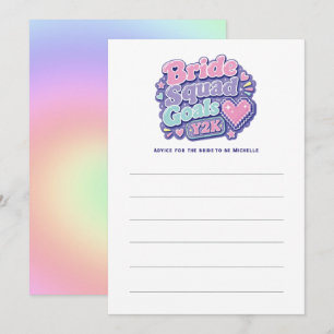 Tarjeta De Consejos Objetivos del Equipo de la Novia Y2K Despedida de