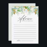 Tarjeta De Consejos Orquídeas blancas y duchas tropicales de Kumquats<br><div class="desc">Pida a los clientes que dejen su consejo y saluden a los futuros novios con esta tarjeta de consejo de ducha con flores. Cuenta con un jardín acuático florido de orquídeas blancas, vegetación y kumquats. Este consejo floral tropical para la tarjeta de novia es perfecto para las duchas nupciales de...</div>