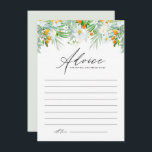 Tarjeta De Consejos Orquídeas blancas y duchas tropicales de Kumquats<br><div class="desc">Pida a los clientes que dejen su consejo y saluden a los futuros novios con esta tarjeta de consejo de ducha con flores. Cuenta con un jardín acuático florido de orquídeas blancas, vegetación y kumquats. Este consejo floral tropical para la tarjeta de novia es perfecto para las duchas nupciales de...</div>