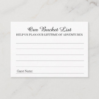 Tarjeta De Consejos Our Bucket List Advice Card