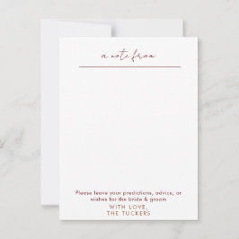 Tarjeta De Consejos Our Wedding Time Capsule