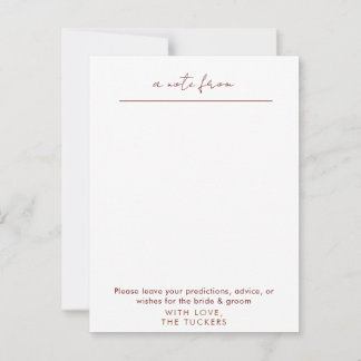 Tarjeta De Consejos Our Wedding Time Capsule