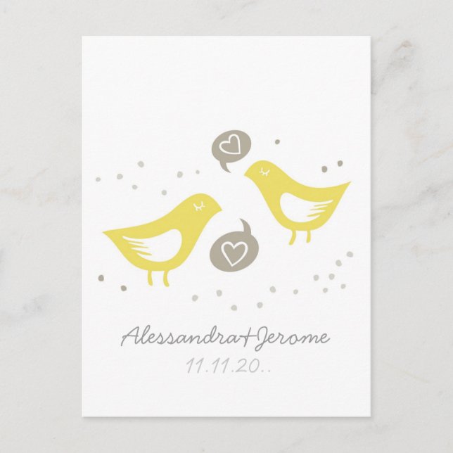 Tarjeta De Consejos pájaros amarillos hablando dejan una nota (Anverso)