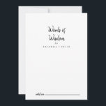 Tarjeta De Consejos Palabras Bodas modernas de sabiduría<br><div class="desc">Esta moderna tarjeta de consejos bodas es perfecta para un boda rústico. El diseño, sencillo y elegante, presenta una tipografía de escritura clásica y elegante en blanco y negro. Estas tarjetas son perfectas para un boda, una ducha de novia, una ducha de bebé, una fiesta de graduación y más. Personalice...</div>