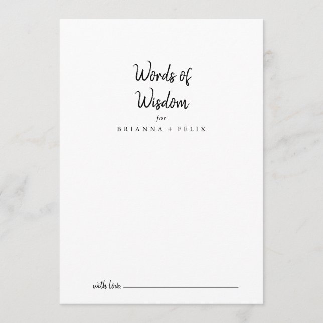 Tarjeta De Consejos Palabras Bodas modernas de sabiduría (Anverso)