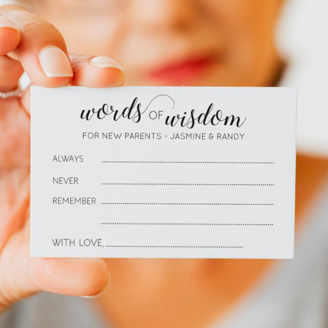 Tarjeta De Consejos Palabras de sabiduría Baby Shower Nuevos consejos  (Subido por el creador)