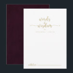 Tarjeta De Consejos Palabras de sabiduría Boda de Borgoña de oro<br><div class="desc">Esta tarjeta de consejo de boda burdeos dorado es perfecta para un boda rústico. El diseño, sencillo y elegante, presenta una tipografía de guion clásica y elegante de oro en un fondo blanco y marrón. Estas tarjetas son perfectas para un boda, una ducha de novia, una ducha de bebé, una...</div>