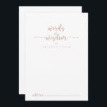 Tarjeta De Consejos Palabras de sabiduría Boda de caligrafía de oro Ro<br><div class="desc">Esta rosa caligrafía dorada boda de la carta de consejo de sabiduría es perfecta para un boda rústico. El diseño, sencillo y elegante, presenta una tipografía de escritura clásica y elegante en oro y blanco rosa. Estas tarjetas son perfectas para un boda, una ducha de novia, una ducha de bebé,...</div>