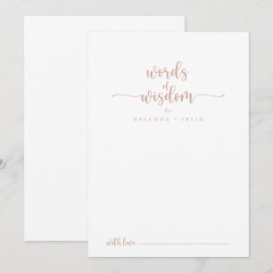 Tarjeta De Consejos Palabras de sabiduría Boda de caligrafía de oro Ro