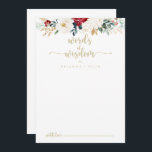 Tarjeta De Consejos Palabras de sabiduría Boda de la floral dorada clá<br><div class="desc">Esta carta clásica de boda floral dorado de sabio consejo es perfecta para un boda rústico. El diseño se compone de acuarelas blancas, burdeos y flores doradas y bayas de vegetación verde dispuestas en elegantes ramos. Estas tarjetas son perfectas para un boda, una ducha de novia, una ducha de bebé,...</div>
