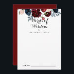 Tarjeta De Consejos Palabras de sabiduría Boda floral de la Marina Ros<br><div class="desc">Esta tarjeta de consejo de sabiduría, boda floral de color rosa burdeos, es perfecta para un boda rústico. El diseño se compone de peonías color agua rosa, rubor, marina, azul y borgoña, rosas con follaje verde cuidadosamente ensamblados en elegantes ramos. Estas tarjetas son perfectas para un boda, una ducha de...</div>