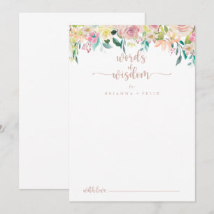 Tarjeta De Consejos Palabras de sabiduría Boda floral de la Primavera