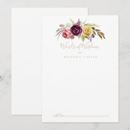 Tarjeta De Consejos Palabras de sabiduría Boda floral tropical Boho de