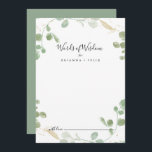 Tarjeta De Consejos Palabras de sabiduría del Boda del Eucalipto del o<br><div class="desc">Esta tarjeta de consejo de boda de confeti de oro eucalipto es perfecta para un boda rústico. El diseño presenta una acuarela de color eucalipto verde con confeti dorado. Estas tarjetas son perfectas para un boda, una ducha de novia, una ducha de bebé, una fiesta de graduación y más. Personalice...</div>