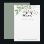 Tarjeta De Consejos Palabras de sabiduría del Boda del follaje verde o<br><div class="desc">Esta carta dorada verde follaje boda de consejos de sabiduría es perfecta para un boda rústico. Este diseño artístico presenta acuarelas de color oro y follaje verde de inspiración natural. Estas tarjetas son perfectas para un boda, una ducha de novia, una ducha de bebé, una fiesta de graduación y más....</div>
