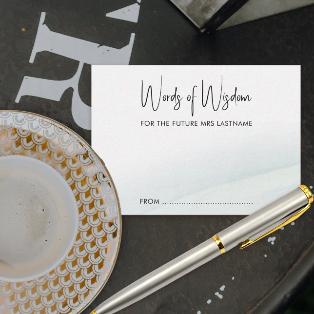 Tarjeta De Consejos Palabras de sabiduría Ducha Bridal Lavado verde su (Bridal shower activity cards for guests to offer you some advice or words of wisdom)