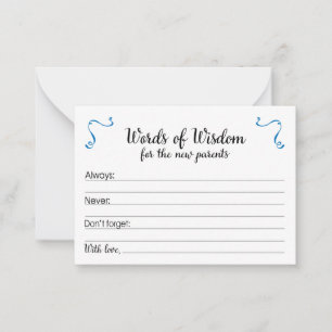 Tarjeta De Consejos Palabras de sabiduría nuevos padres Baby Shower