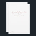 Tarjeta De Consejos Palabras de sabiduría Rosa Boda con estilo idílico<br><div class="desc">Esta rosa dorada, idílica y elegante carta de consejos bodas de sabiduría es perfecta para un boda rústico. El diseño, sencillo y elegante, presenta una tipografía de escritura clásica y elegante en oro rosa. Estas tarjetas son perfectas para un boda, una ducha de novia, una ducha de bebé, una fiesta...</div>