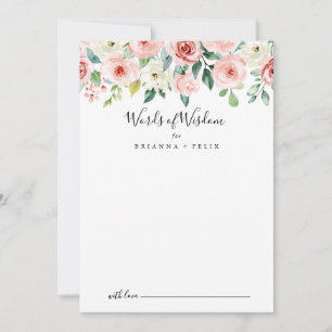 Tarjeta De Consejos Palabras elegantes de Boda floral y señorial de la