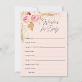Tarjeta De Consejos Pampas florales de boho rosado desea pasto para be