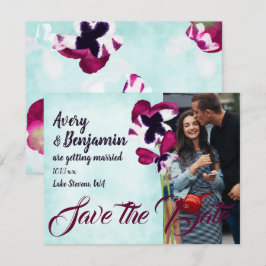 Tarjeta De Consejos Pansies turquesa de agua rosada violeta salvan la 