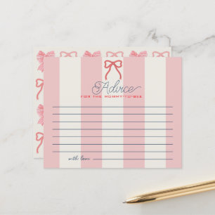 Tarjeta de Consejos para Baby Shower con Lazo Rojo