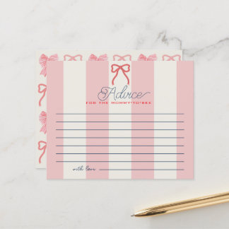 Tarjeta de Consejos para Baby Shower con Lazo Rojo