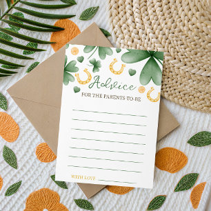 Tarjeta de consejos para baby shower de amuleto de