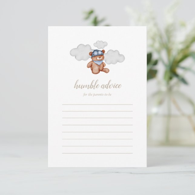 Tarjeta de consejos para baby shower de Baby Boy A (Anverso de pie)